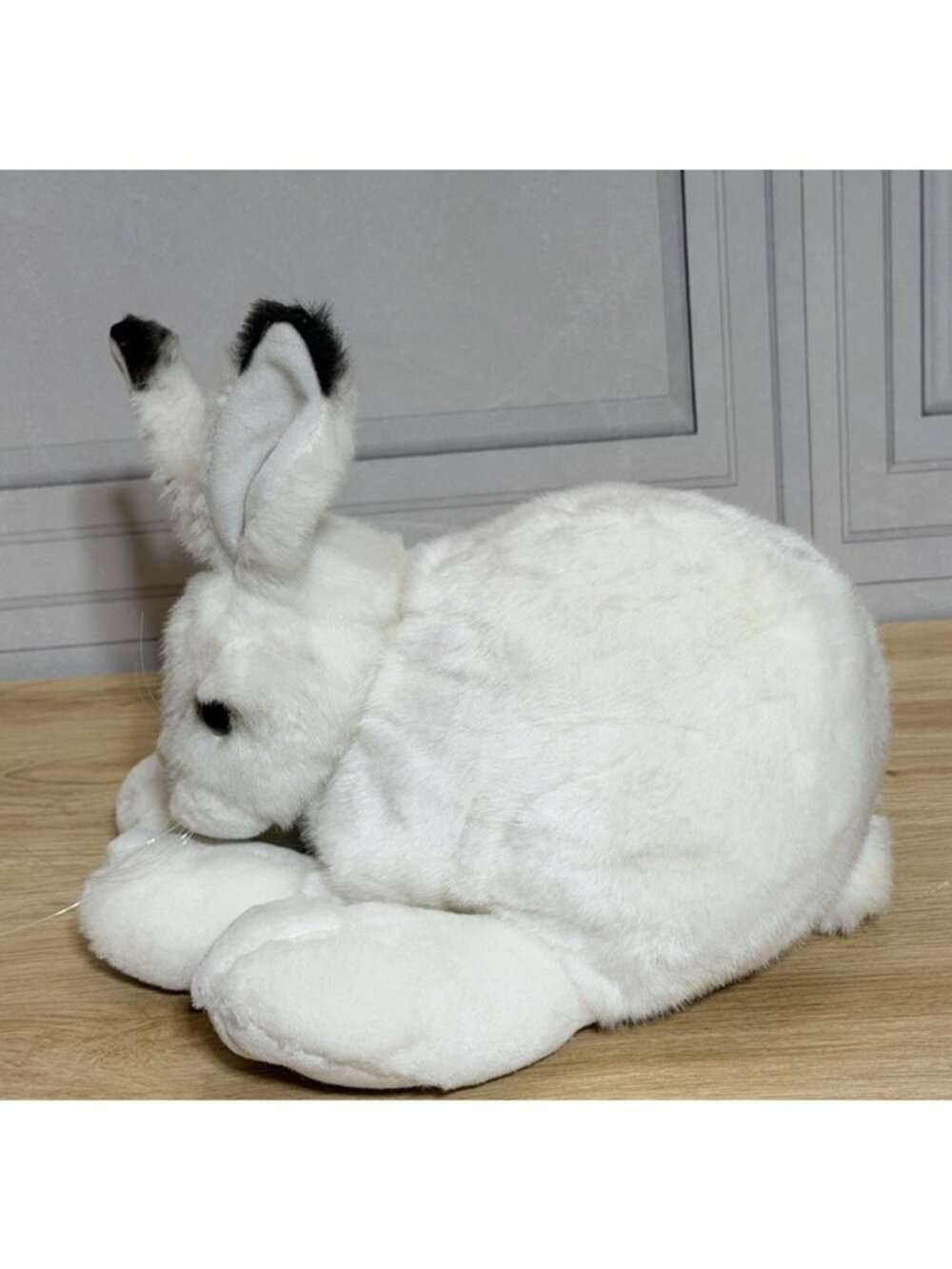 Trudy Toys White Black Rabbit Sitting Vintage Plush Stuffed Animal Bunny 1983